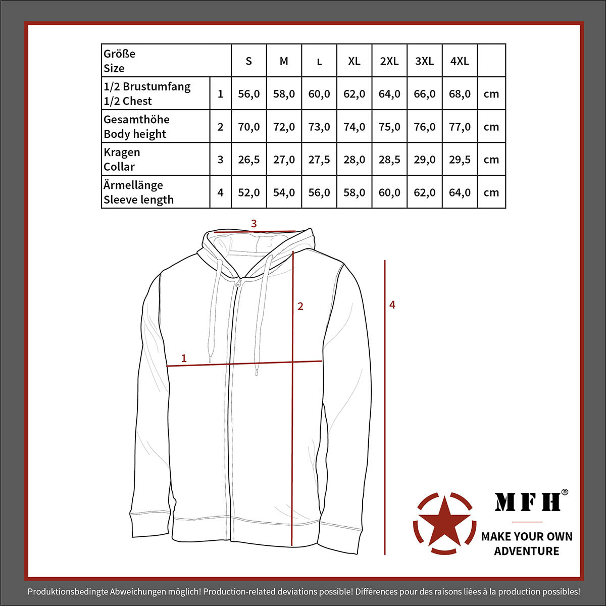 Kapuzen Sweatshirt-Jacke, 340 g/m², schwarz