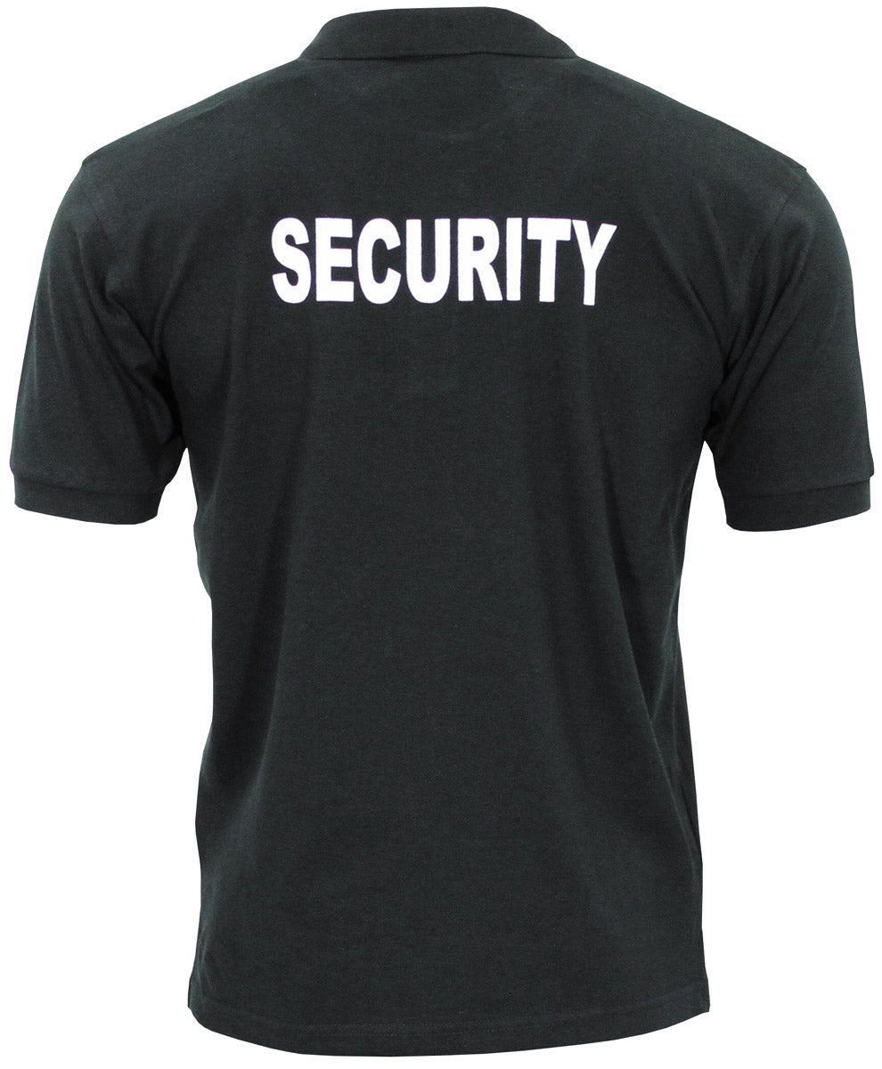 Poloshirt, schwarz, Security, bedruckt