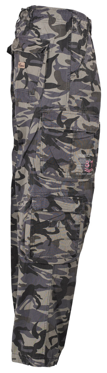 Cargohose, "Defense", combat- camo, PT, vintage trash wash