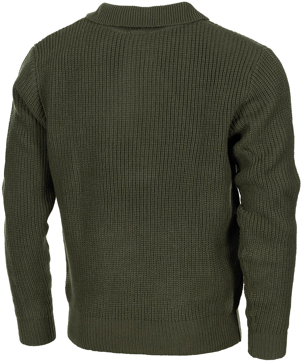 Pullover, "Troyer", oliv, mit Reißverschluss