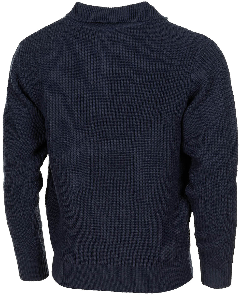 Pullover, "Troyer", blau, mit Reißverschluss