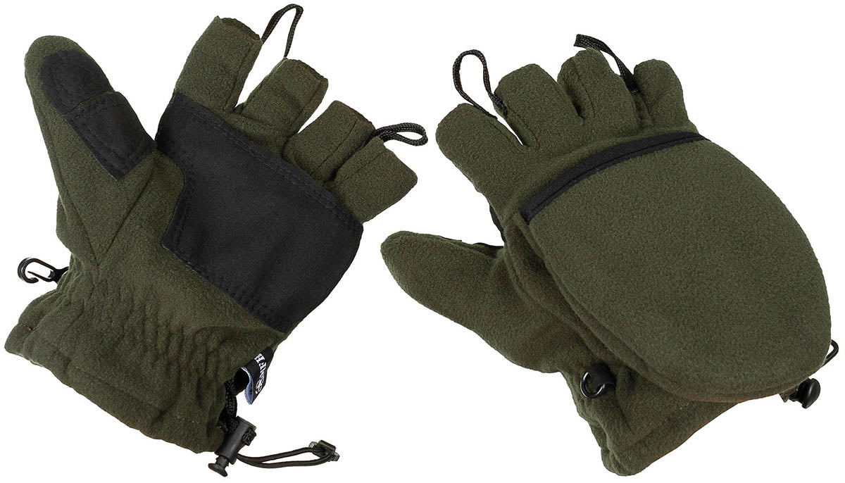 Fleece-Faust-Fingerhandschuhe, oliv, mit Ausziehschlaufen