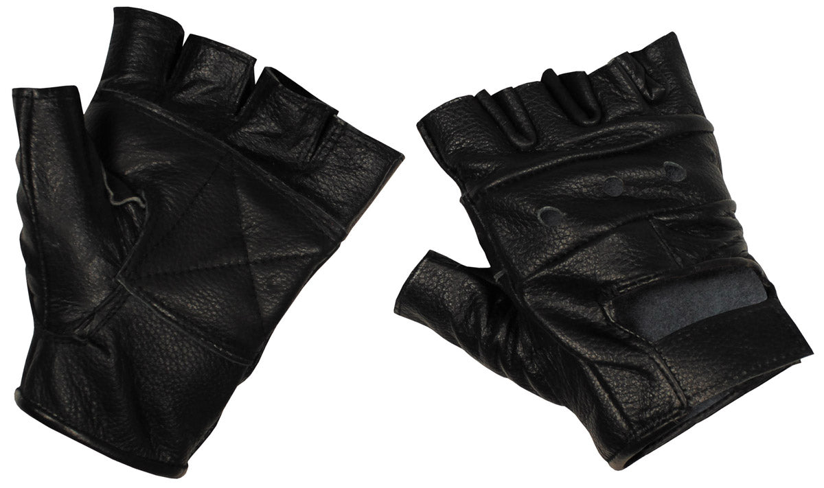 Lederhandschuhe, ohne Finger, Deluxe, schwarz