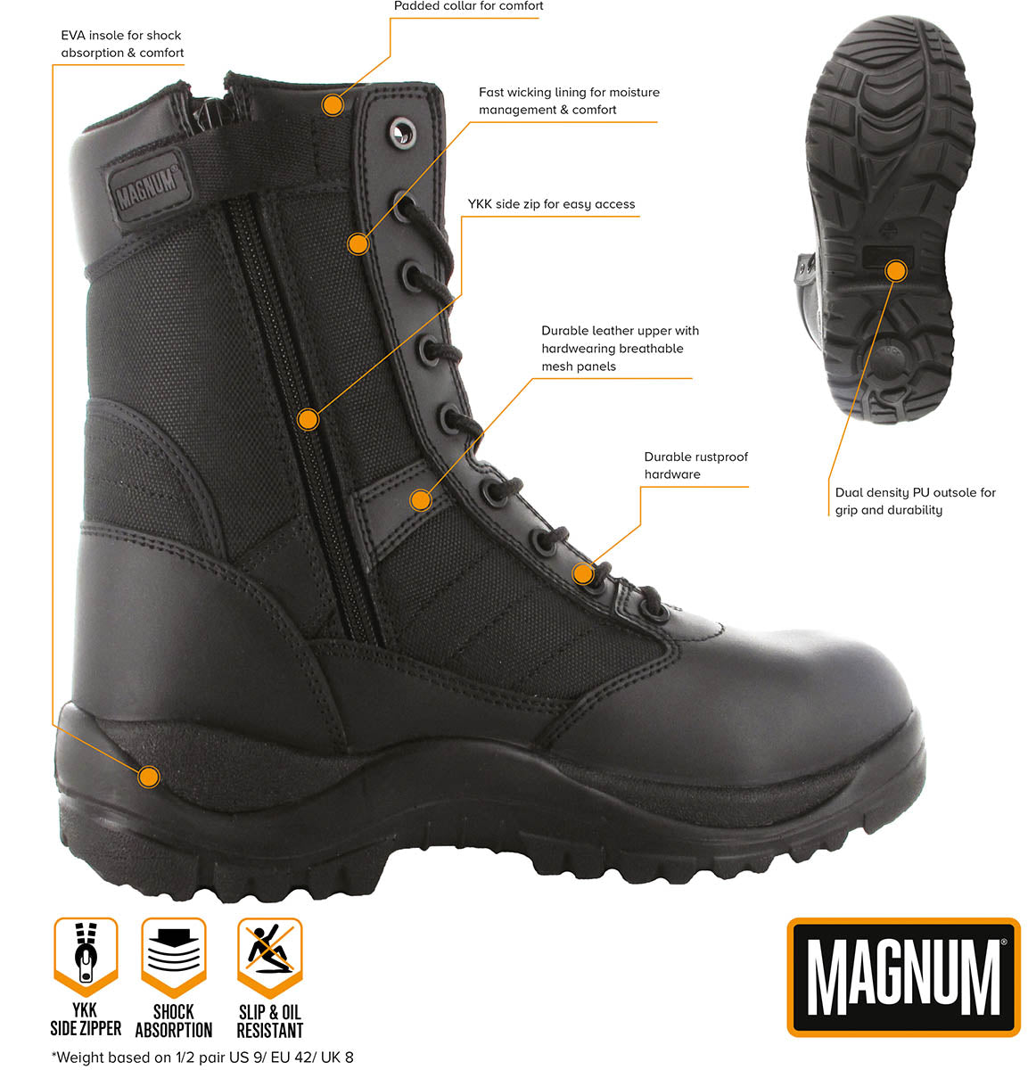 Einsatzstiefel, "MAGNUM", Centurion 8.0 SZ, schwarz