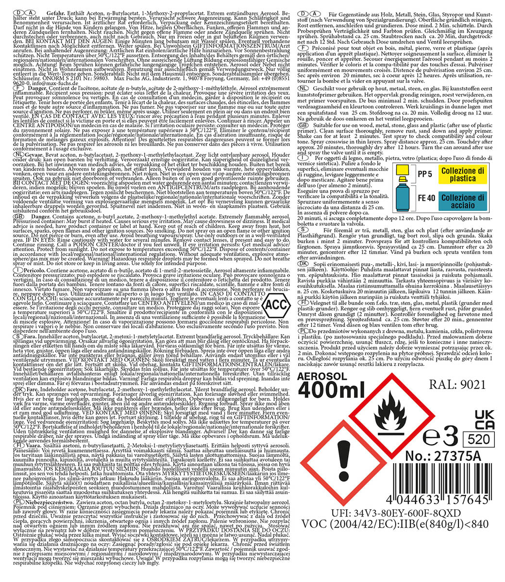 Army Farbspray, SCHWARZ, matt, 400 ml