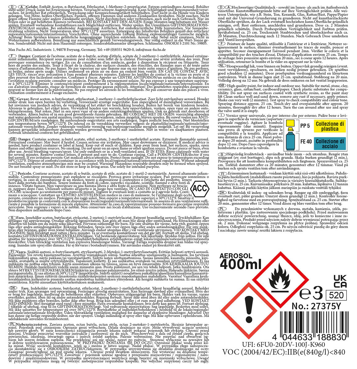 Army Farbspray, UNIVERSALGRUNDIERUNG, 400 ml