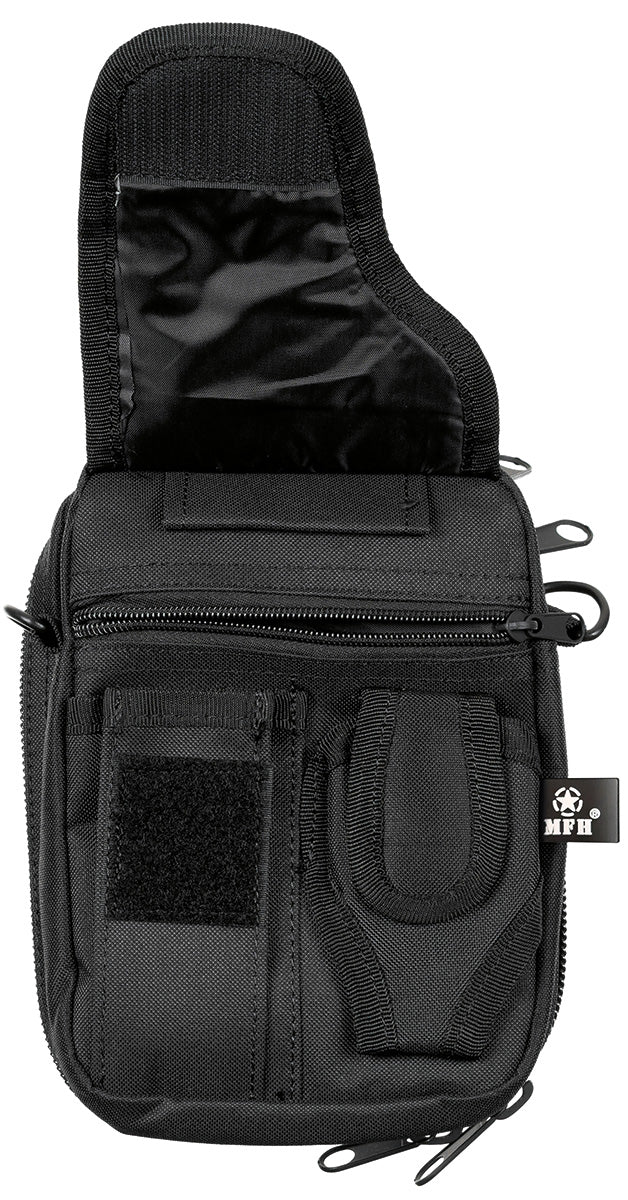 Gürtel-Umhängetasche, schwarz, mit abnehmbarem Holster