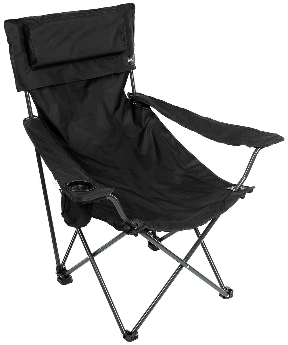 Klappstuhl, "Deluxe", schwarz, Rücken- u. Armlehne