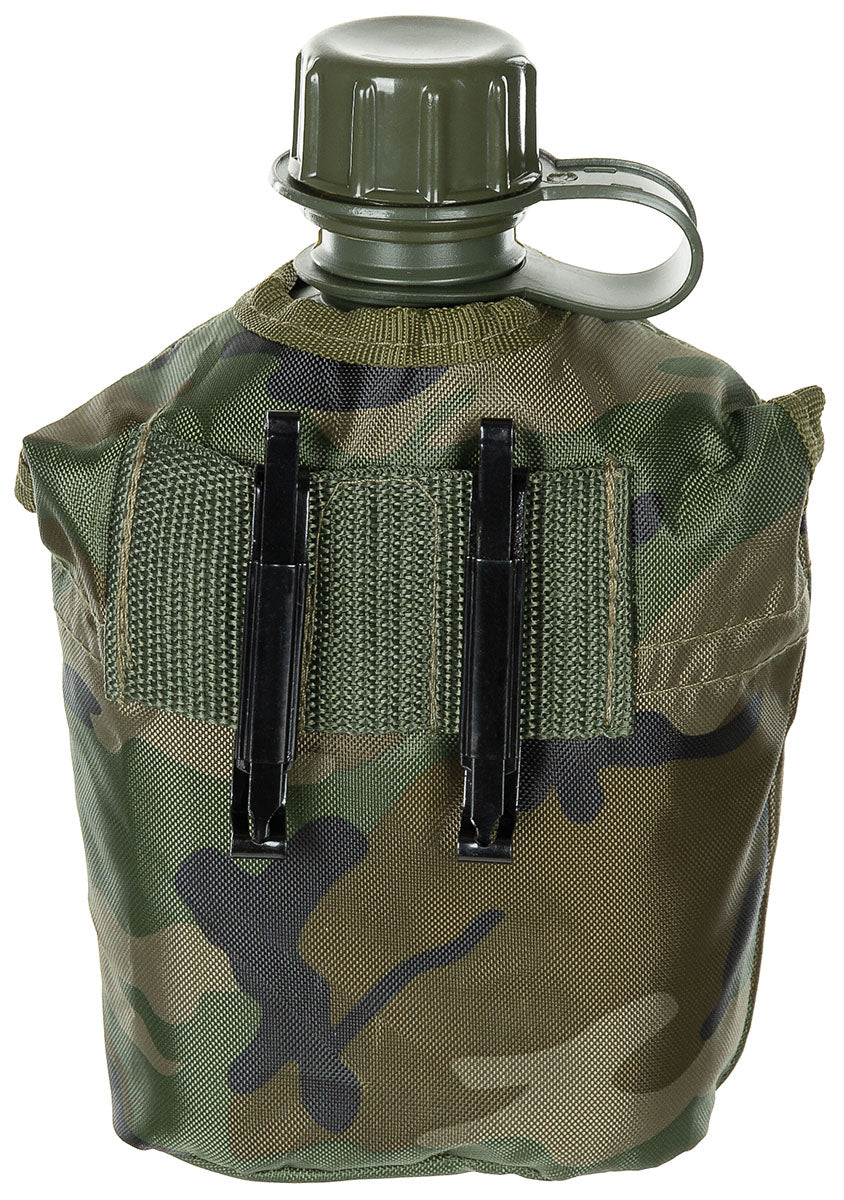 US Plastikfeldflasche, 1 l, Hülle, woodland, BPA-frei