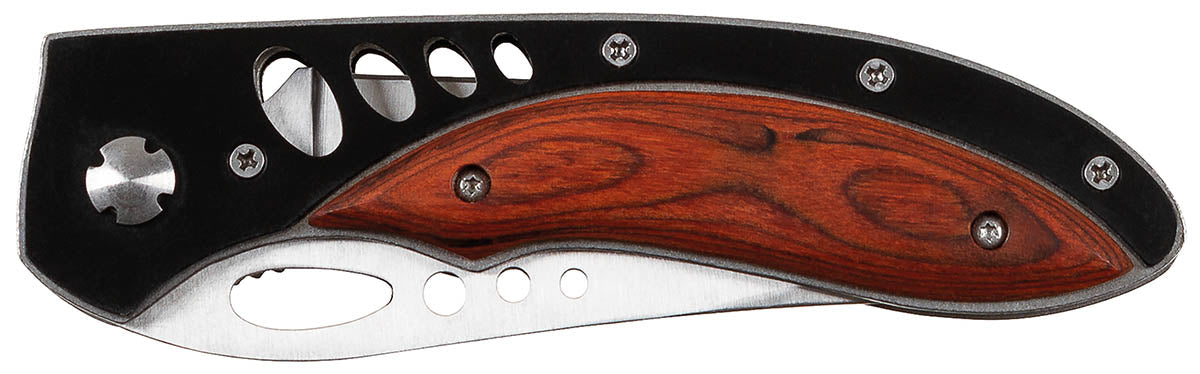 Klappmesser, Einhand, Griff mit Holzeinlagen