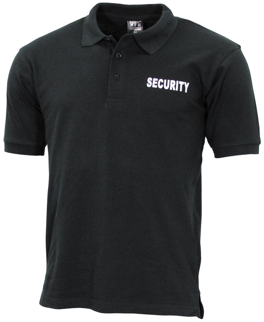 Poloshirt, schwarz, Security, bedruckt