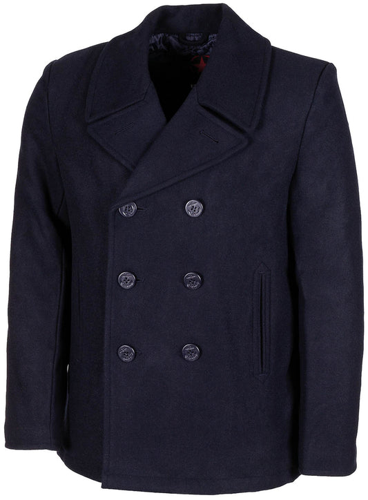 US Pea Coat, blau, mit blauen Knöpfen