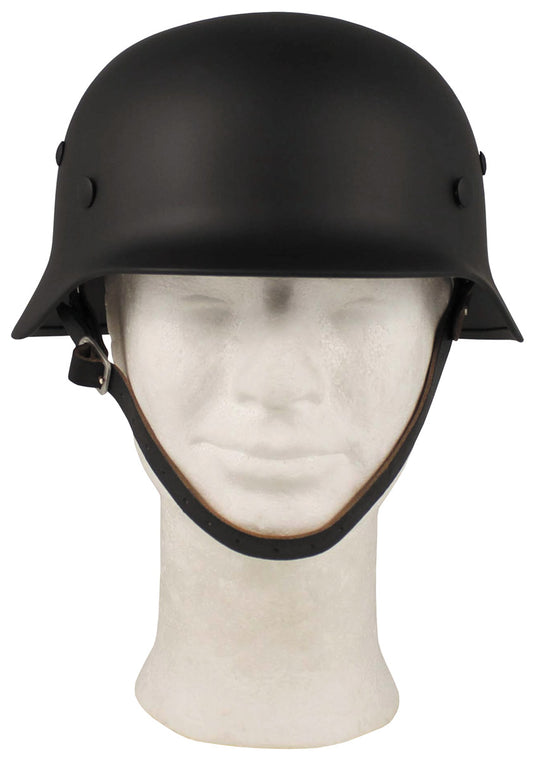 Stahlhelm WW II, schwarz, mit Leder-Innenteil