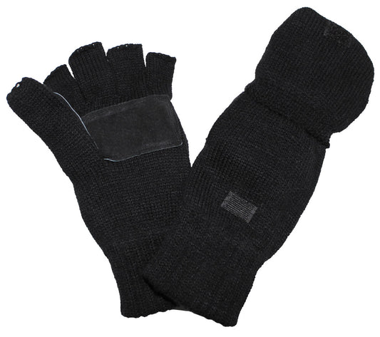 Strick-Faust-Fingerhandschuh, schwarz, gefüttert