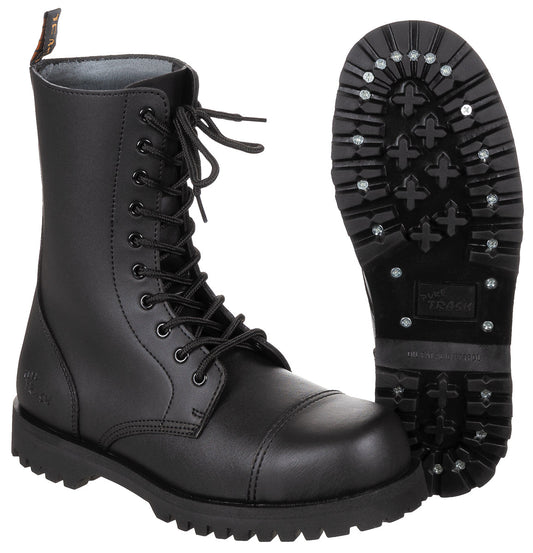 Stiefel, 10-Loch,"Pure Trash", schwarz, Stahlkappe, Schrauben
