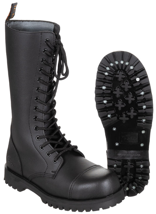 Stiefel, 14-Loch,"Pure Trash", schwarz, Stahlkappe, Schrauben