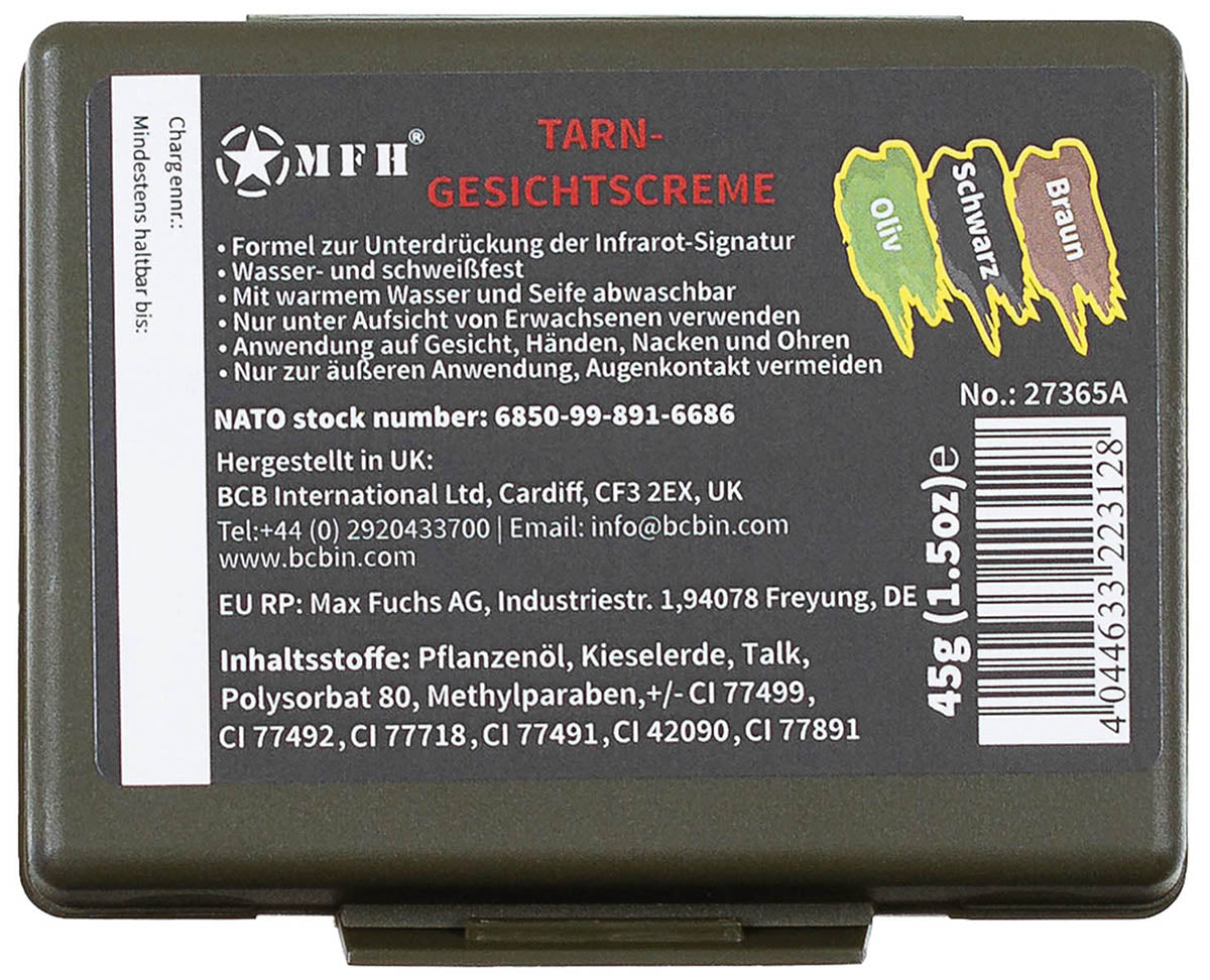 Brit. Tarnschminkset,  3 Farben, mit Spiegel, 45 g