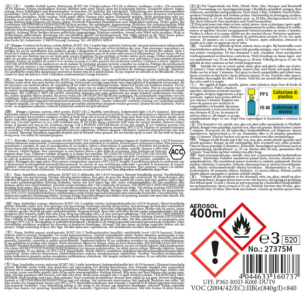 Army Farbspray, SIGNALGELB, 400 ml