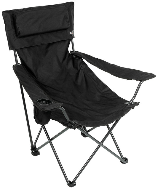 Klappstuhl, "Deluxe", schwarz, Rücken- u. Armlehne