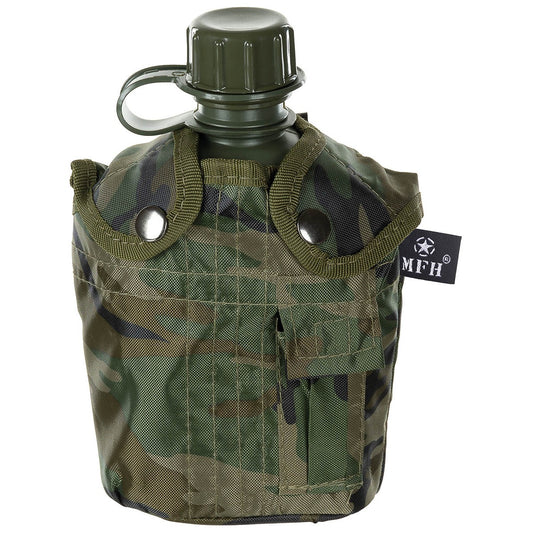US Plastikfeldflasche, 1 l, Hülle, woodland, BPA-frei