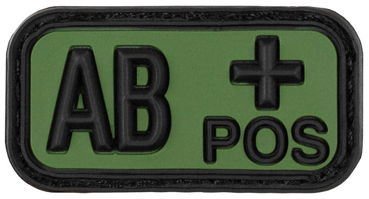 Klettabzeichen, schwarz-oliv, Blutgruppe "AB POS", 3D