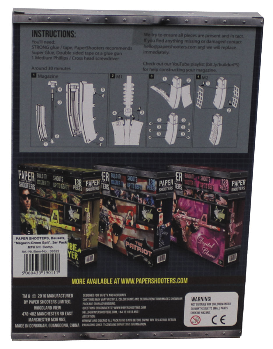 PAPER SHOOTERS, Bausatz, Magazin "Green Spit", 2er Pack